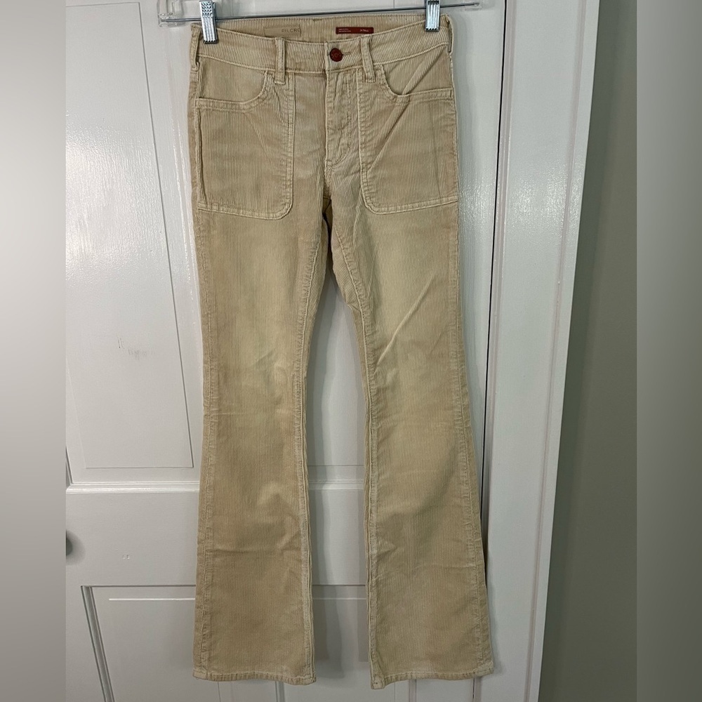 Anthropologie Pilcro Icon Flare Corduroy Pants Jeans Lowrise Cream Size 24T New